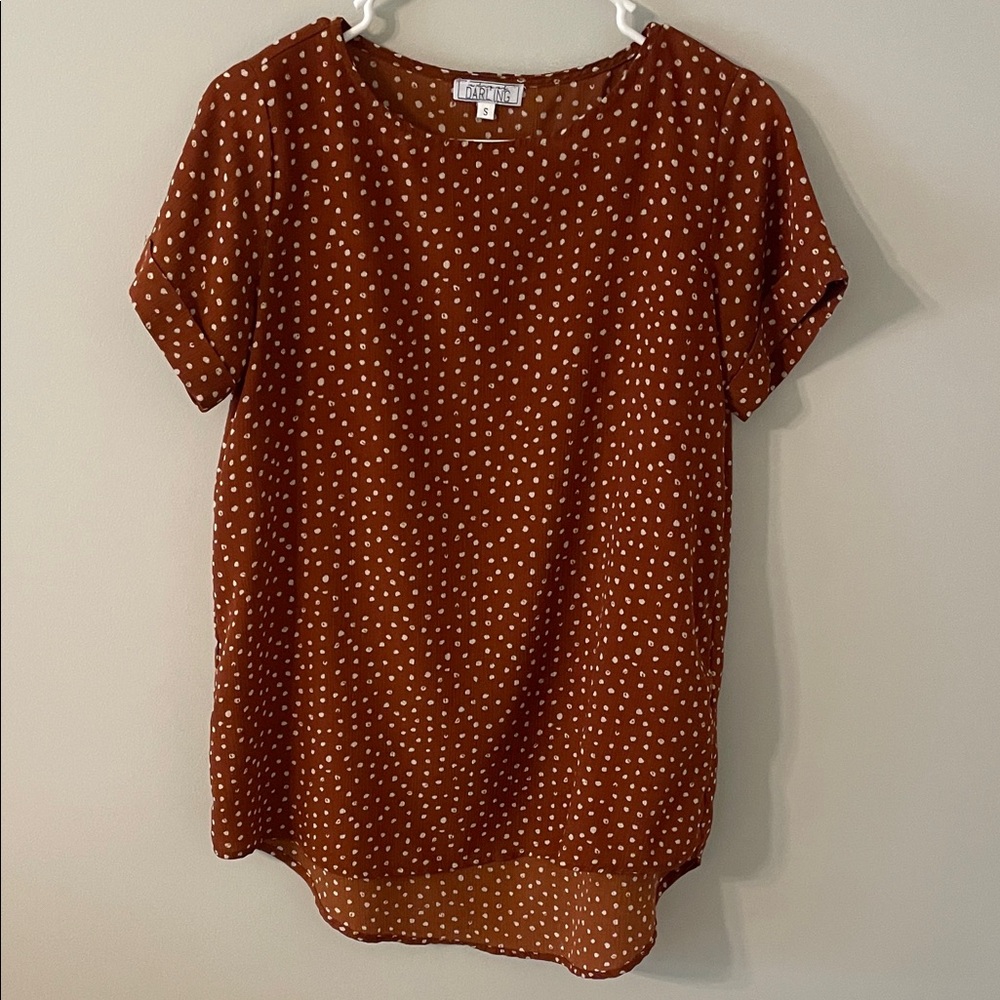 Stylish Rust Polka Dot Blouse